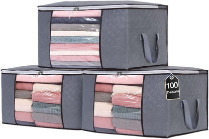 90L Clothes Storage Bags Clothing Organizers with Reinforced Handles