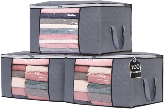 90L Clothes Storage Bags Clothing Organizers with Reinforced Handles