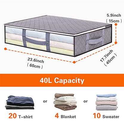 40L Underbed Storage Bags Clothes Organizers with Reinforced Handle