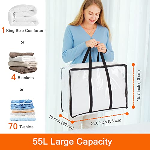 40L Vinyl Clear Clothes Storage Bag Organizer with Reinforced Handle