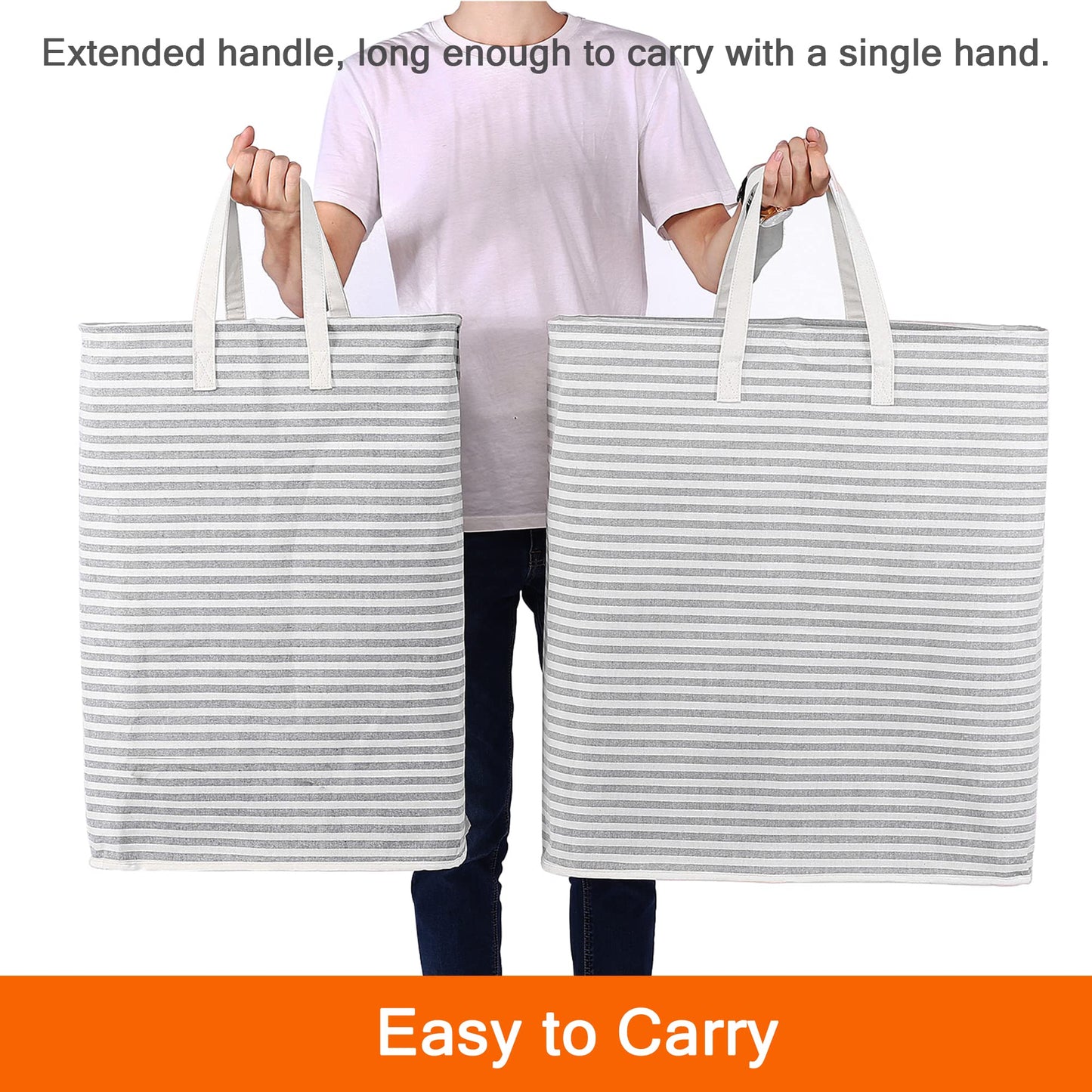 100L Freestanding Laundry Clothes Hamper Canvas Bag